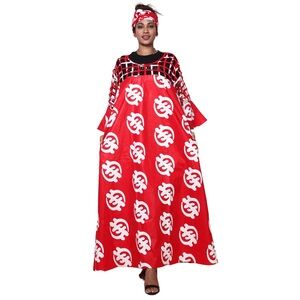 Elegant Red and White Maxi Dress